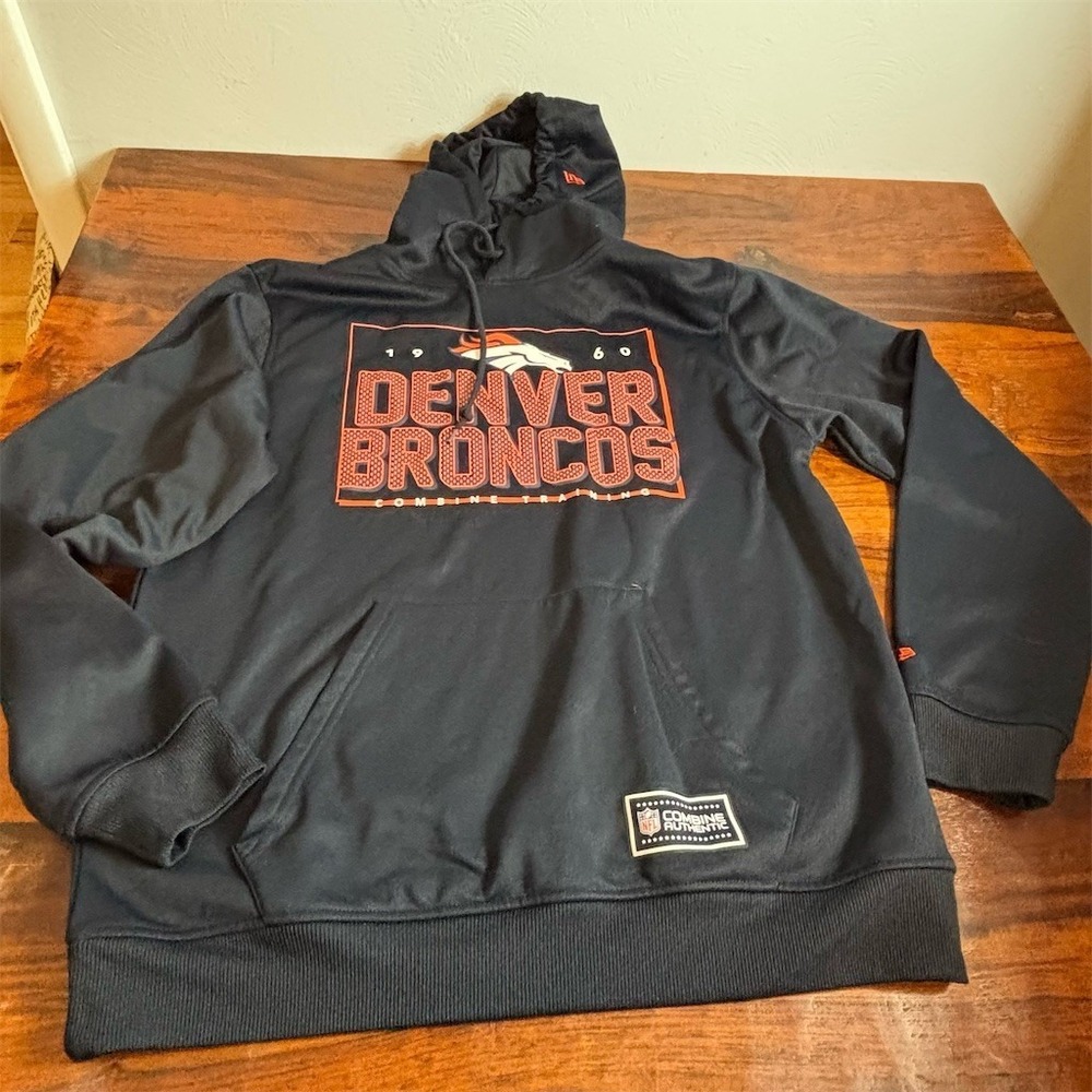 NFL Combine Denver Broncos Pullover Hoodie Men's Size L Black Officially